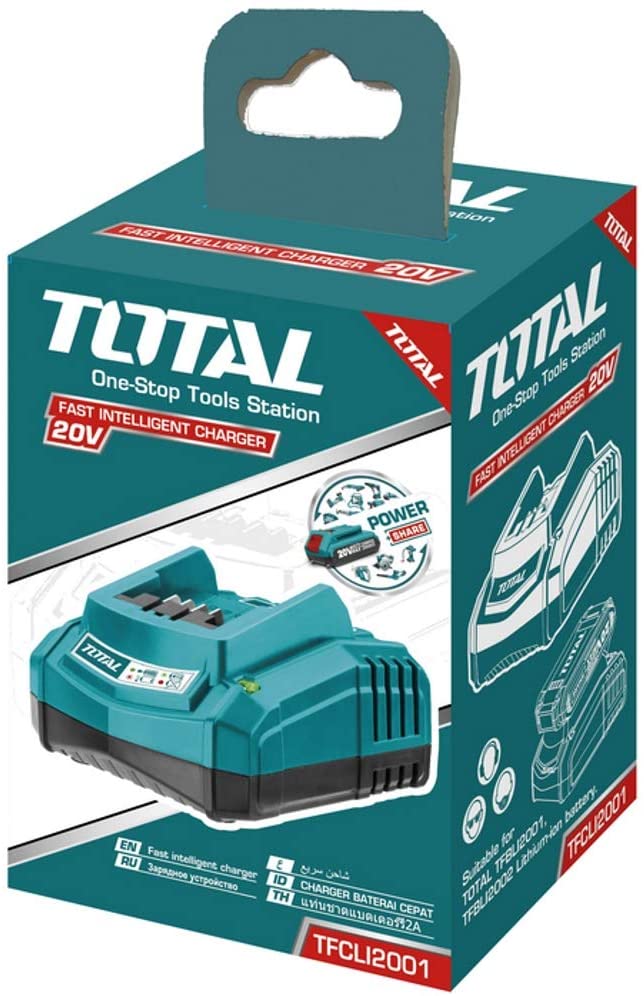 شاحن بطارية توتال سريع و ذكي - 20 فولت - TFCLI2001