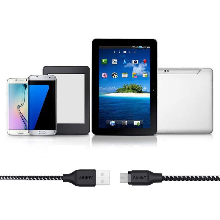 كابل اوكي مايكرو USB - 1.2 متر - أسود و أبيض - CB-AM1
