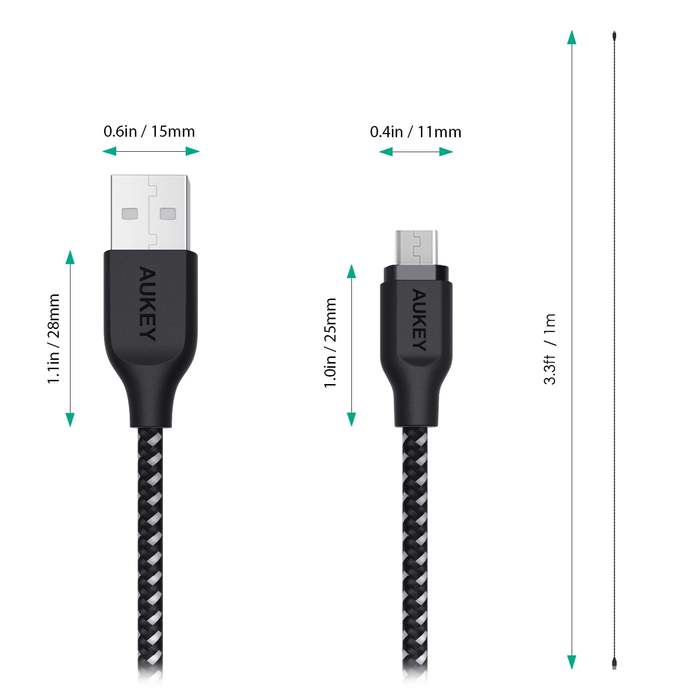 كابل اوكي مايكرو USB - 1.2 متر - أسود و أبيض - CB-AM1