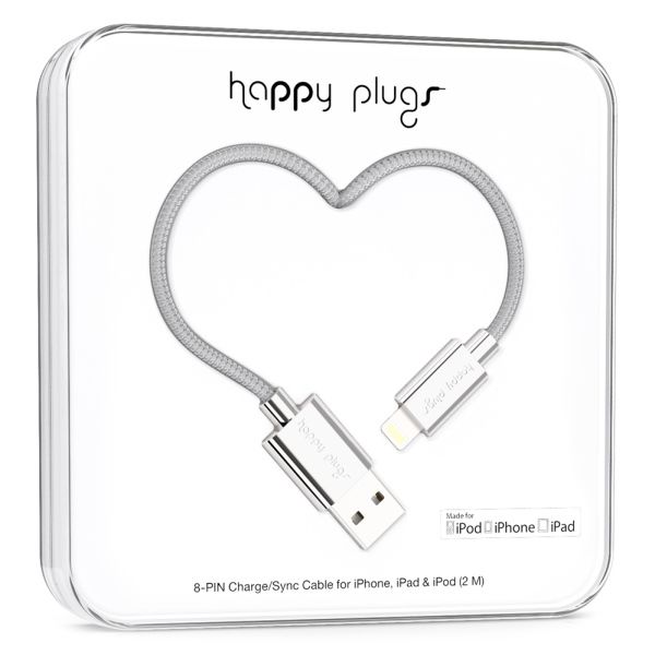 كابل شحن و نقل بيانات هابي بلاجز مايكرو-USB لUSB - 2 متر - فضي