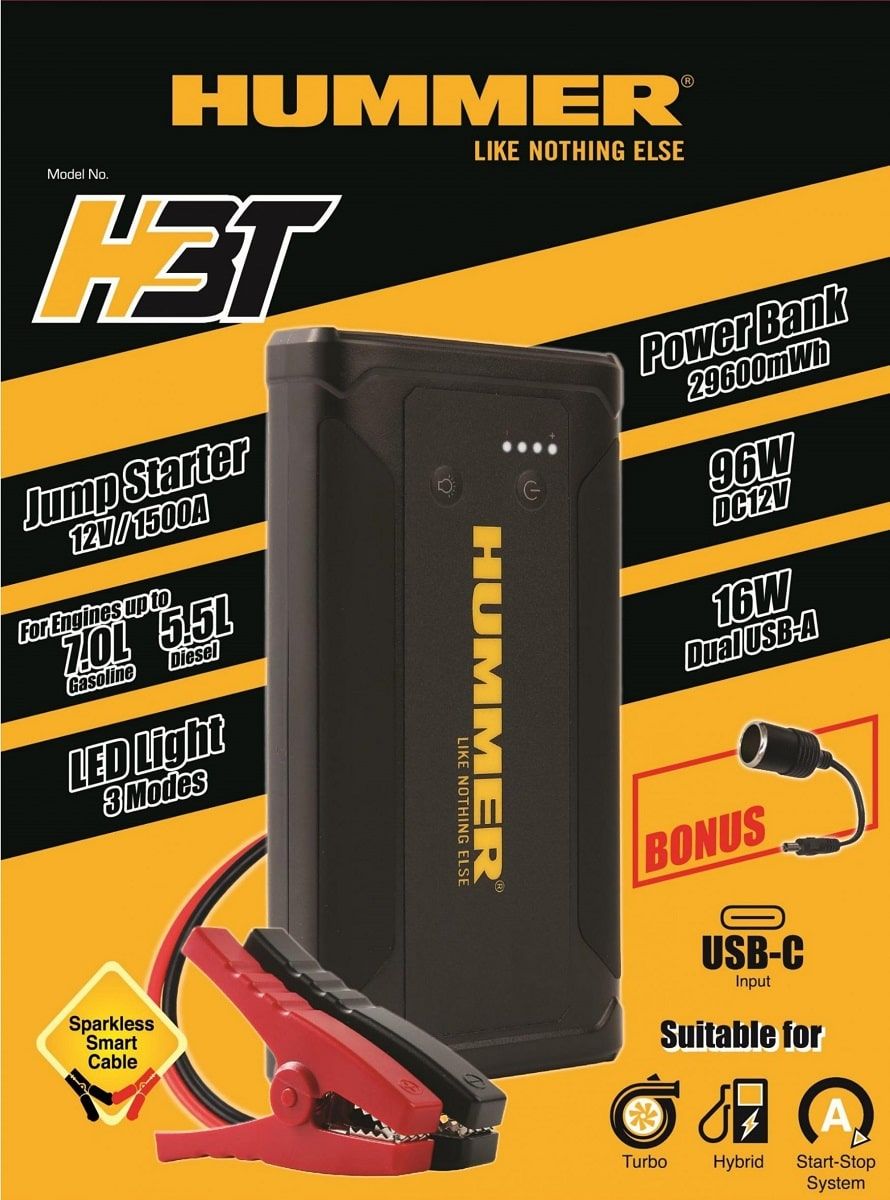 Fit&Fix  Hummer Car Battery Jump Starter & Power Bank, 1500A - H3T